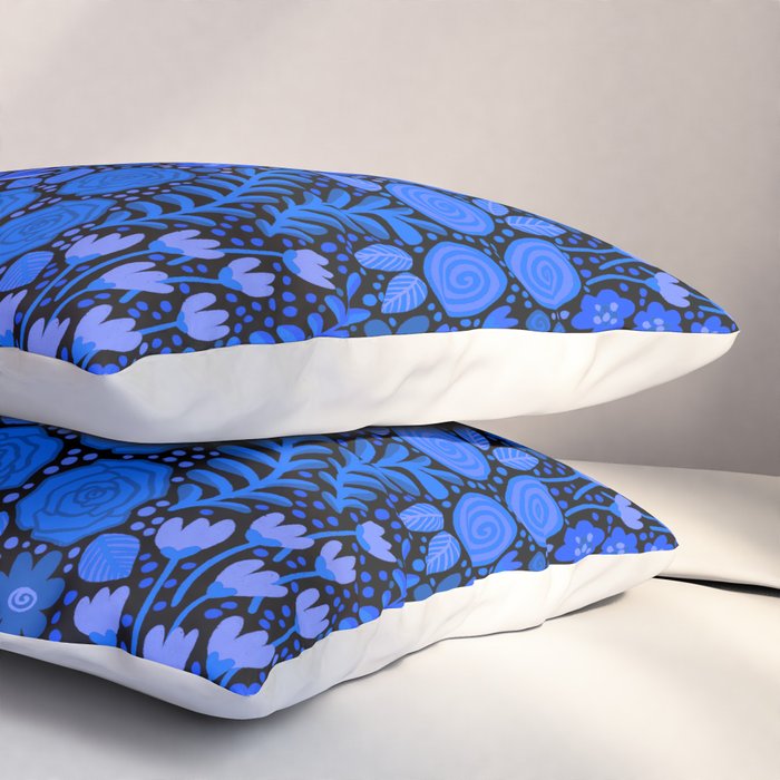 Wildflower Field- Cobalt Blue Pillow Sham Gallery Image 3