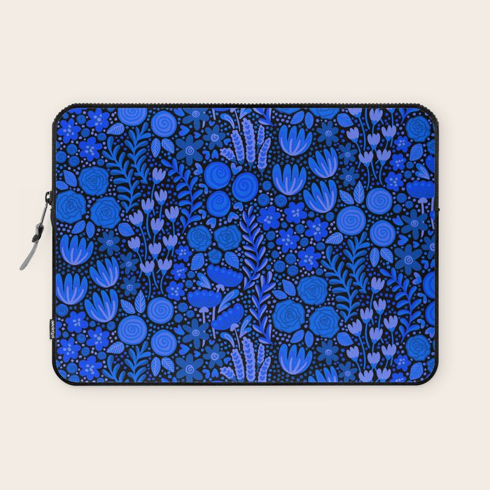 Wildflower Field- Cobalt Blue Laptop Sleeve Gallery Image 1