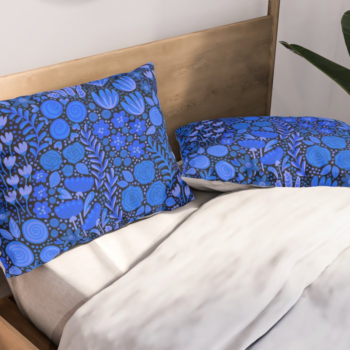 Wildflower Field- Cobalt Blue Pillow Sham Gallery Image 2