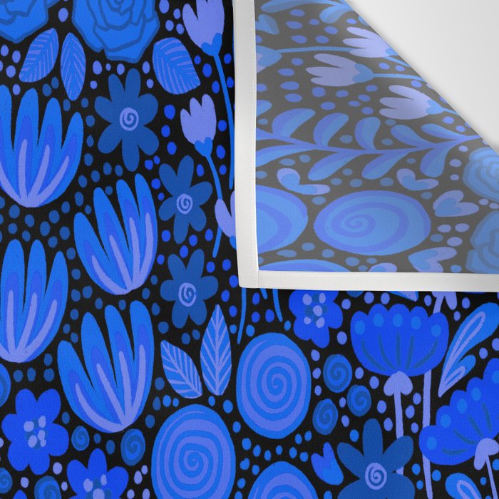 Wildflower Field- Cobalt Blue Wall Tapestry Gallery Image 3