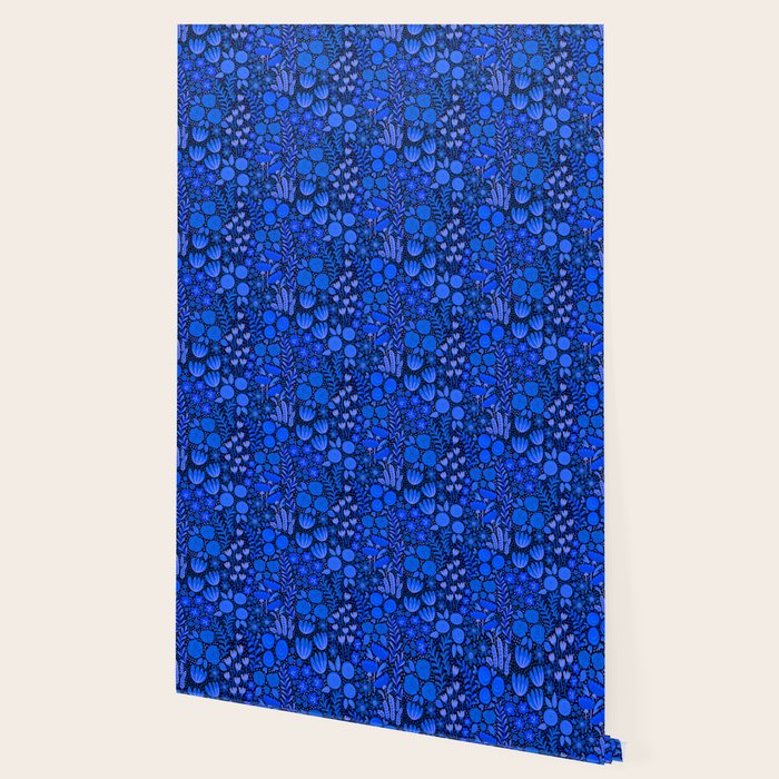 Wildflower Field- Cobalt Blue Wallpaper Gallery Image 2