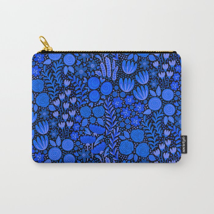 Wildflower Field- Cobalt Blue Carry All Pouch Gallery Image 1