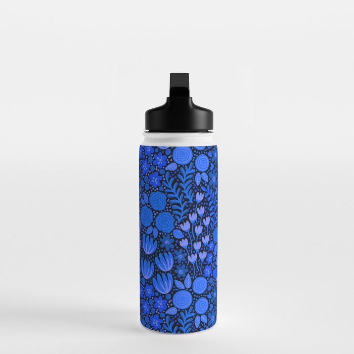 Wildflower Field- Cobalt Blue Water Bottle Gallery Image 3