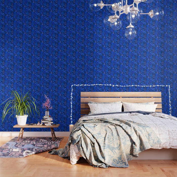 Wildflower Field- Cobalt Blue Wallpaper Gallery Image 3