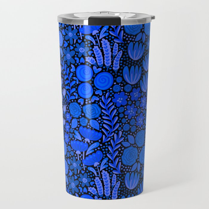 Wildflower Field- Cobalt Blue Travel Mug Gallery Image 1