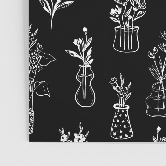Wildflowers and vases in dark background Poster Gallery Image 3