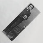 Edgar Allan Poe with Skull and Skeleton macabre black and white photograph Yoga Mat Gallery Image 1