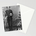 Edgar Allan Poe with Skull and Skeleton macabre black and white photograph Stationery Card Gallery Image 2