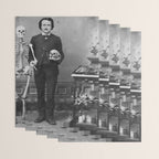 Edgar Allan Poe with Skull and Skeleton macabre black and white photograph Wrapping Paper Gallery Image 3