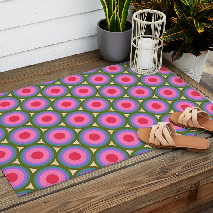 Geometric Mid Century Modern Pattern Outdoor Rug Gallery Image 2