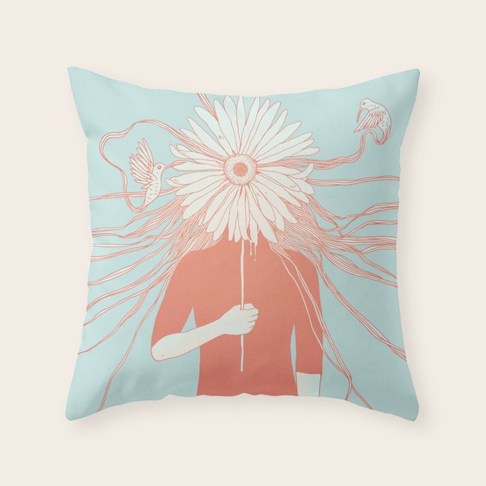 Flower Girl (Life and the Fragile Presence of Beauty) Throw Pillow Gallery Image 1