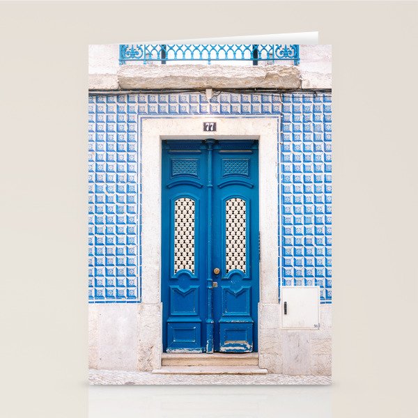 Lisbon Blue Door | Portugal fine art travel photography print Stationery Card Gallery Image 1