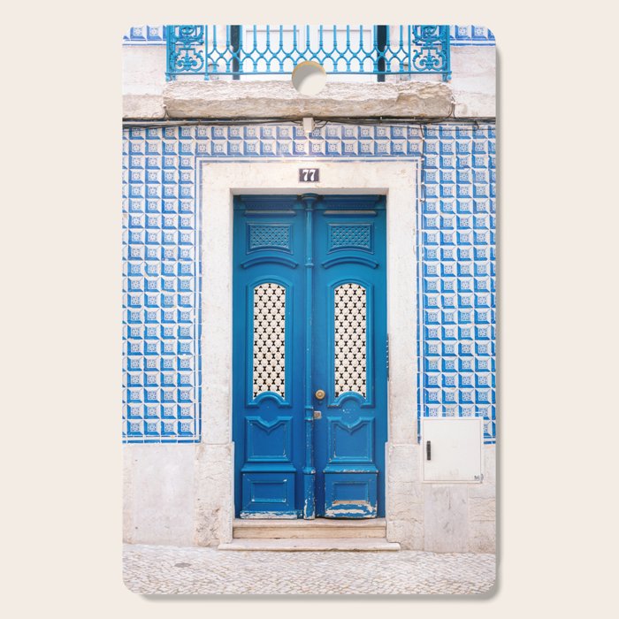 Lisbon Blue Door | Portugal fine art travel photography print Cutting Board Gallery Image 1