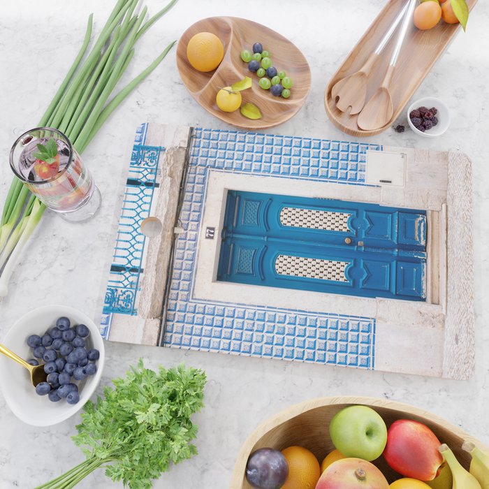 Lisbon Blue Door | Portugal fine art travel photography print Cutting Board Gallery Image 2