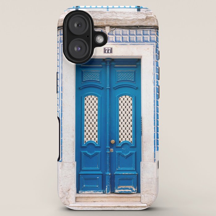 Lisbon Blue Door | Portugal fine art travel photography print iPhone Case Gallery Image 5