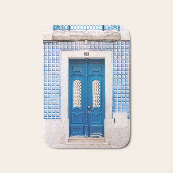 Lisbon Blue Door | Portugal fine art travel photography print Bath Mat Gallery Image 1