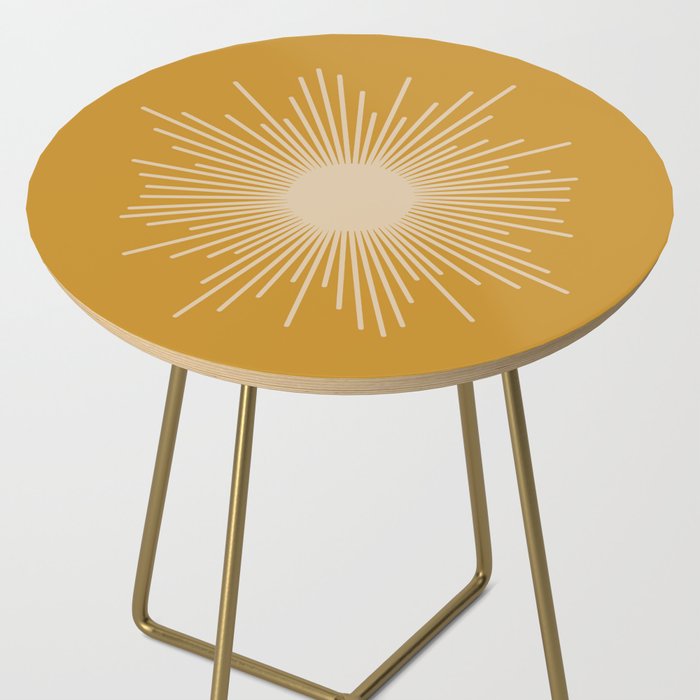 Mid Century Modern Sunburst in Dark Mustard and Beige Side Table Gallery Image 2