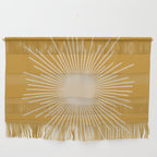 Mid Century Modern Sunburst in Dark Mustard and Beige Wall Hanging Gallery Image 1