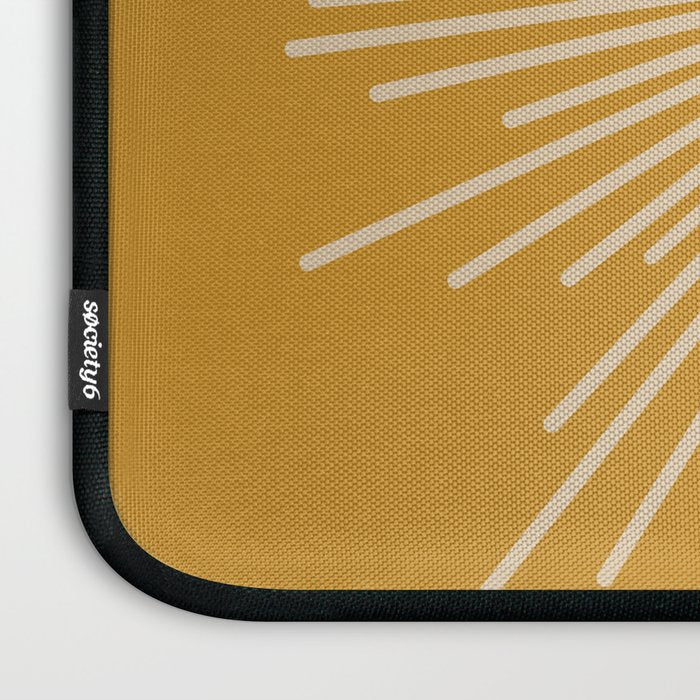 Mid Century Modern Sunburst in Dark Mustard and Beige Laptop Sleeve Gallery Image 3