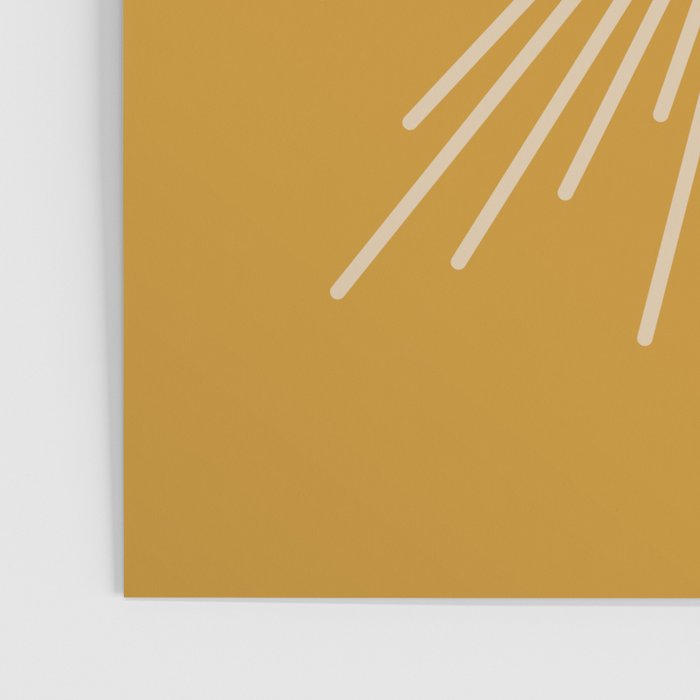 Mid Century Modern Sunburst in Dark Mustard and Beige Poster Gallery Image 3