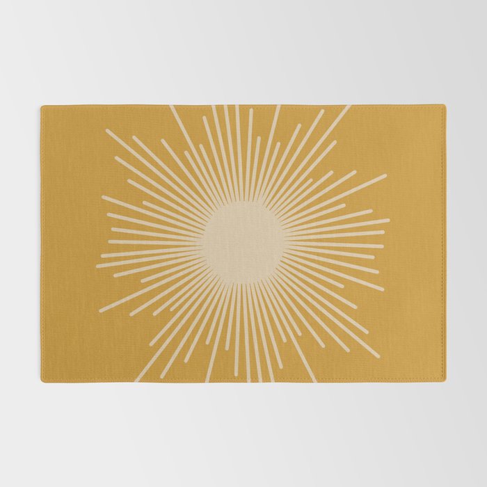 Mid Century Modern Sunburst in Dark Mustard and Beige Rug Gallery Image 2