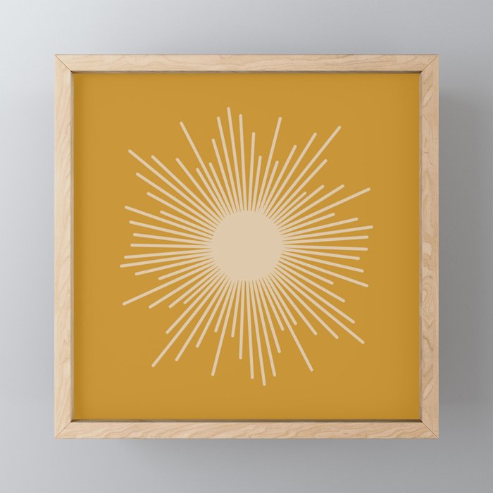 Mid Century Modern Sunburst in Dark Mustard and Beige Mini Art Print Gallery Image 1