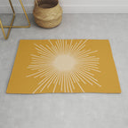 Mid Century Modern Sunburst in Dark Mustard and Beige Rug Gallery Image 1