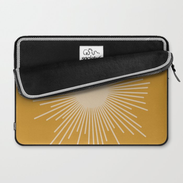 Mid Century Modern Sunburst in Dark Mustard and Beige Laptop Sleeve Gallery Image 2