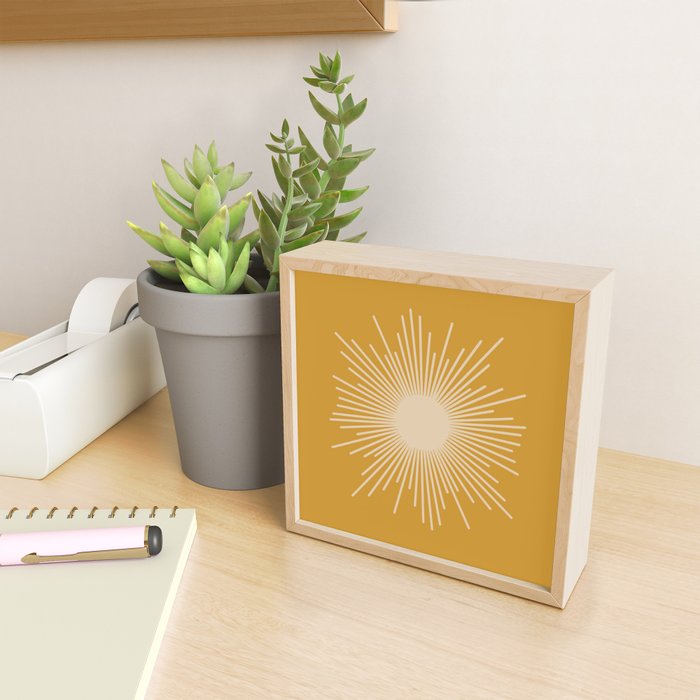 Mid Century Modern Sunburst in Dark Mustard and Beige Mini Art Print Gallery Image 2