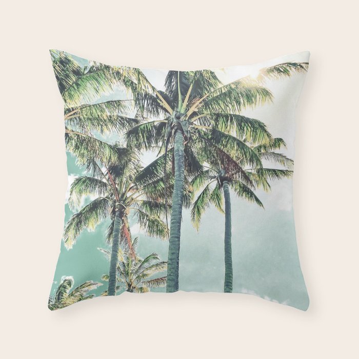 Under the palms Throw Pillow Gallery Image 1