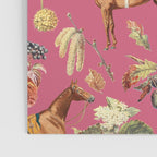 HORSES and Forest Plants on the Raspberry Pink Background  Poster Gallery Image 3