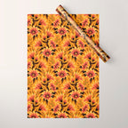 Gazania Floral - Orange Gold Wrapping Paper Gallery Image 1
