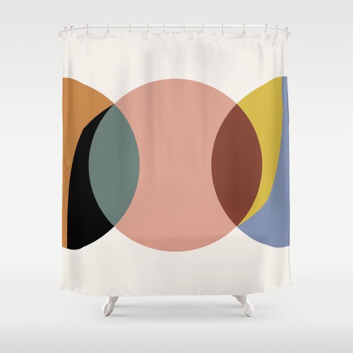 Geometric Harmony - Vintage Rainbow Colors Shower Curtain Gallery Image 1