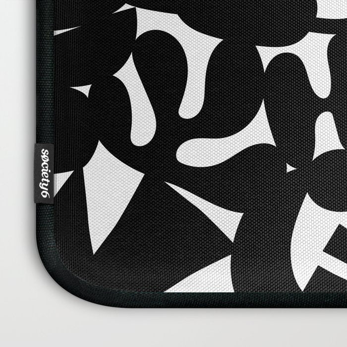 Black and white organic nature shape art pattern Laptop Sleeve Gallery Image 3