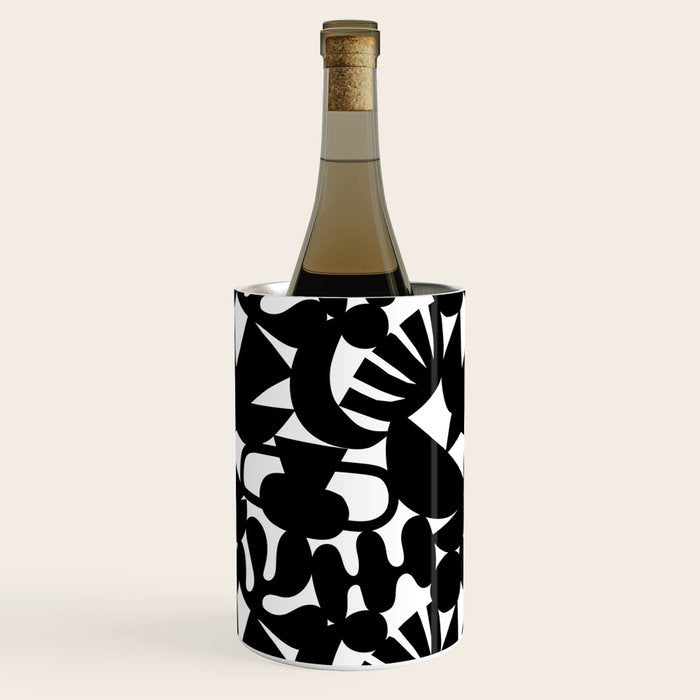 Black and white organic nature shape art pattern Wine Chiller Gallery Image 3