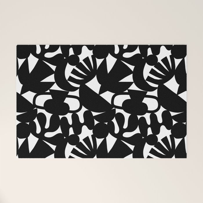 Black and white organic nature shape art pattern Welcome Mat Gallery Image 1
