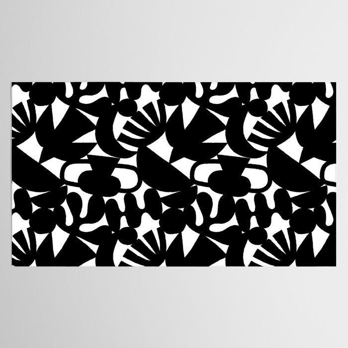 Black and white organic nature shape art pattern Tablecloth Gallery Image 2