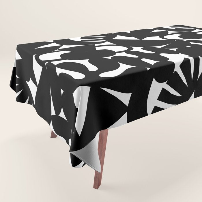 Black and white organic nature shape art pattern Tablecloth Gallery Image 1