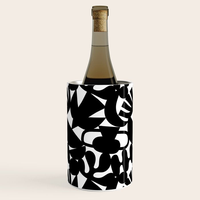Black and white organic nature shape art pattern Wine Chiller Gallery Image 2