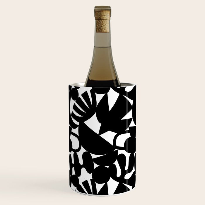 Black and white organic nature shape art pattern Wine Chiller Gallery Image 1