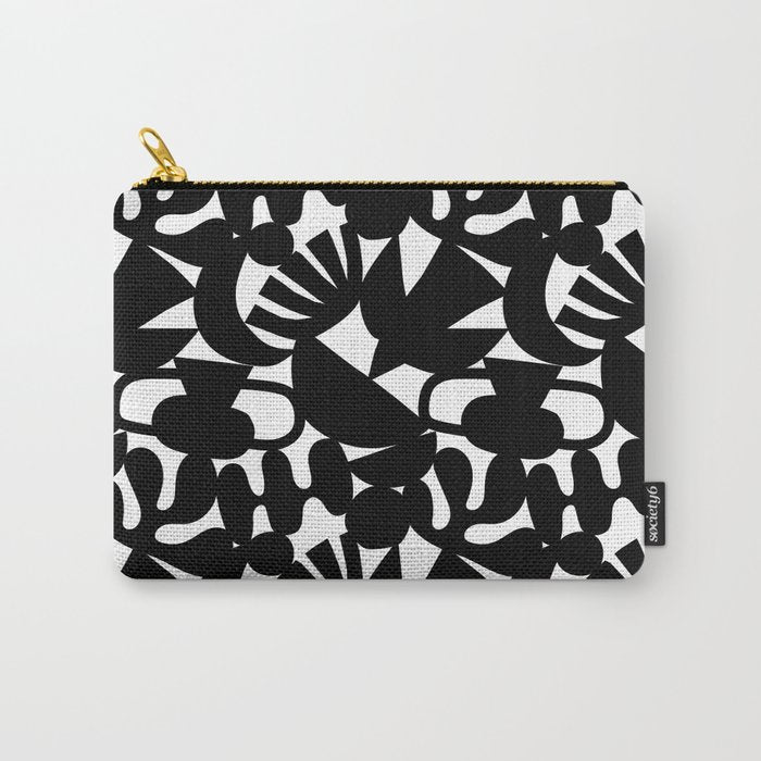 Black and white organic nature shape art pattern Carry All Pouch Gallery Image 1