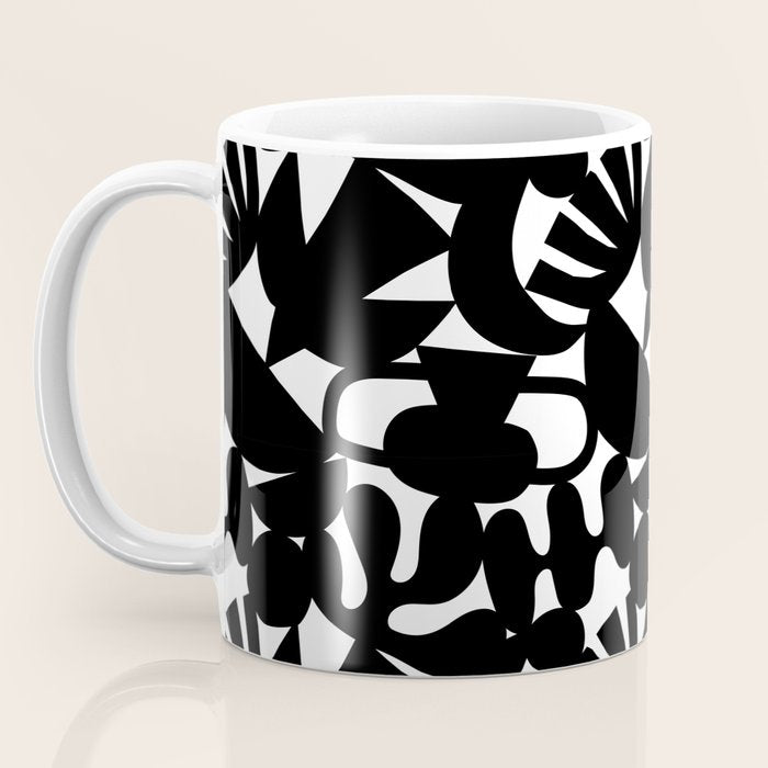 Black and white organic nature shape art pattern Coffee Mug Gallery Image 3