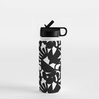 Black and white organic nature shape art pattern Water Bottle Gallery Image 1