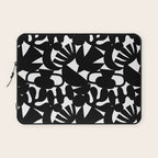 Black and white organic nature shape art pattern Laptop Sleeve Gallery Image 1