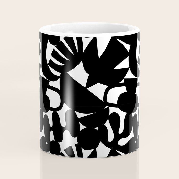 Black and white organic nature shape art pattern Coffee Mug Gallery Image 4