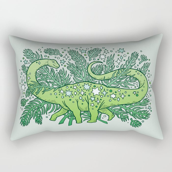 Evergreen Apatosaurus | Dinosaur Cosmic Festive Art Rectangular Pillow Gallery Image 2