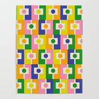 Colorful Retro Geometric Spring Rektangel Pattern with Yellow Poster Gallery Image 4