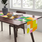 Colorful Retro Geometric Spring Rektangel Pattern with Yellow Table Runner Gallery Image 2