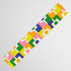 Colorful Retro Geometric Spring Rektangel Pattern with Yellow Table Runner Gallery Image 3
