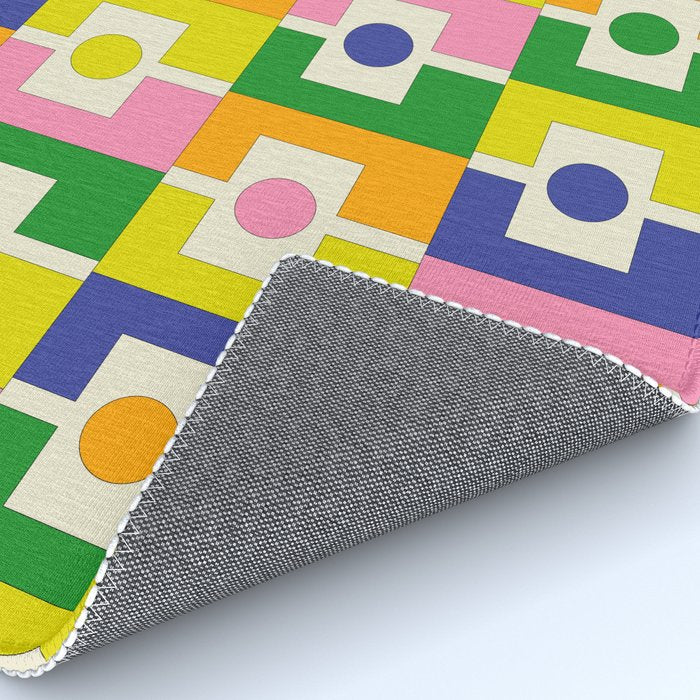 Colorful Retro Geometric Spring Rektangel Pattern with Yellow Rug Gallery Image 4